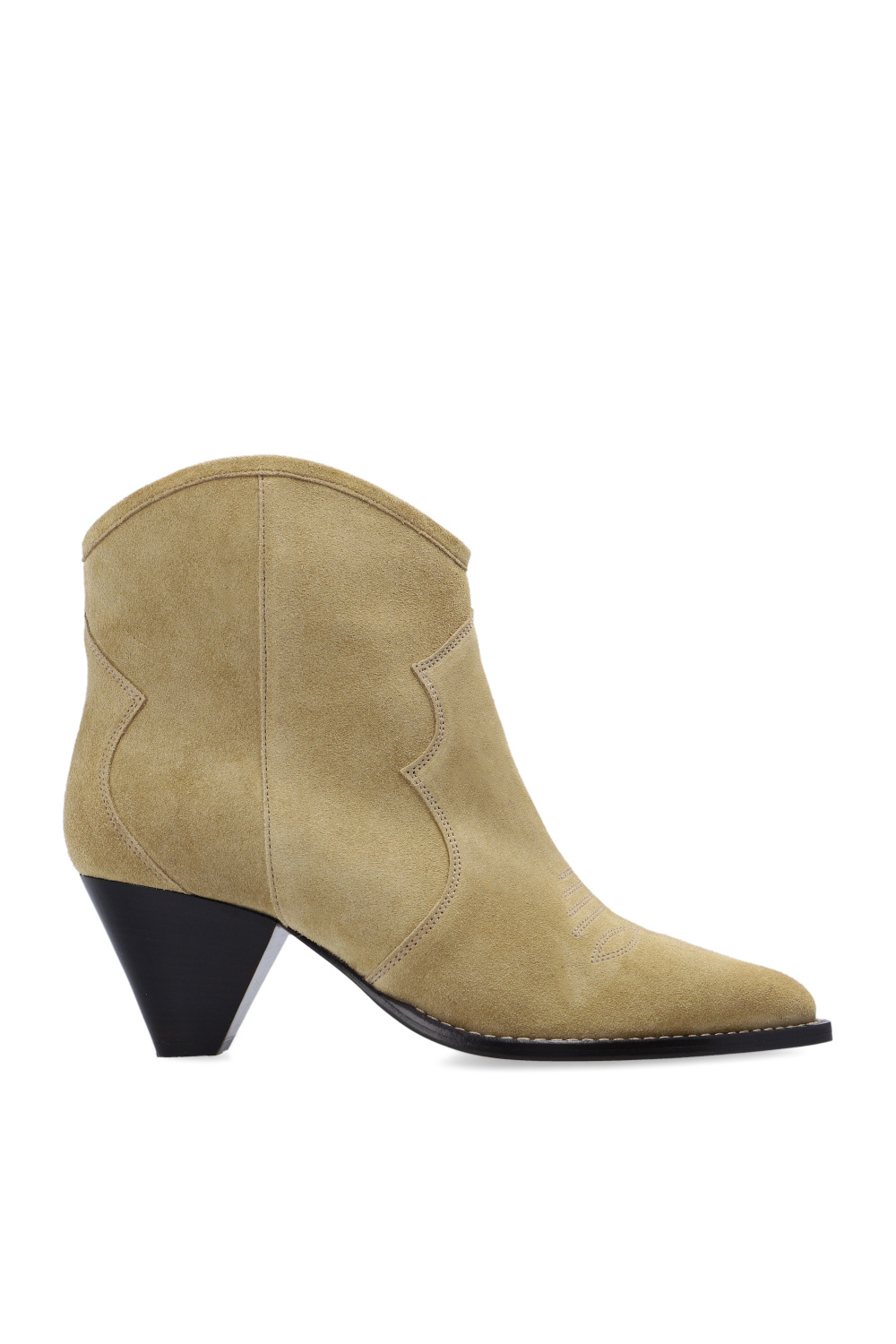 【関税&送料込】Isabel Marant Beige Suede Cowboy Ankle Boots NIB Isabel Marant Leesta Scallop Edge Topstitch Suede